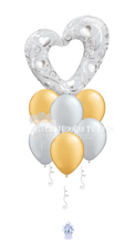 Load image into Gallery viewer, &quot;Gold and Silver Heart&quot; Balloon Bouquet
