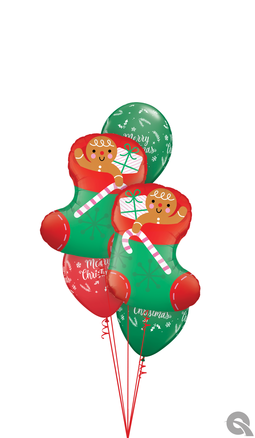 gingerbread stocking candy cane balloon christmas bouquet