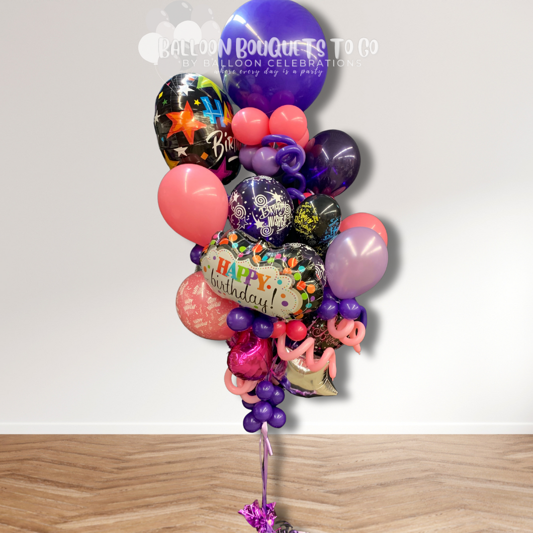 Big happy birthday balloon bouquet