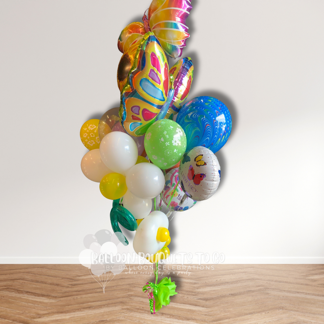 Butterfly and flower daisy balloon bouquet 