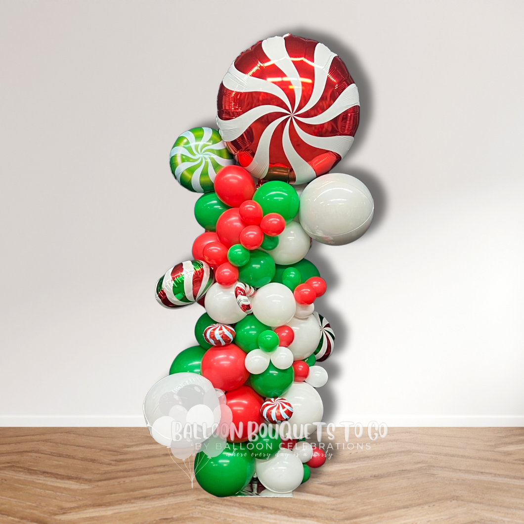 Christmas candy peppermint balloon column