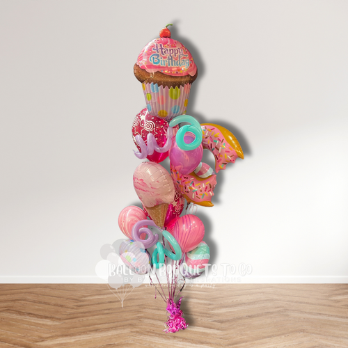donut cupcake ice cream candy balloon bouquet