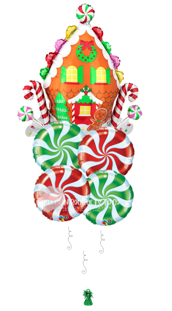 gingerbread house christmas candy balloon bouquet