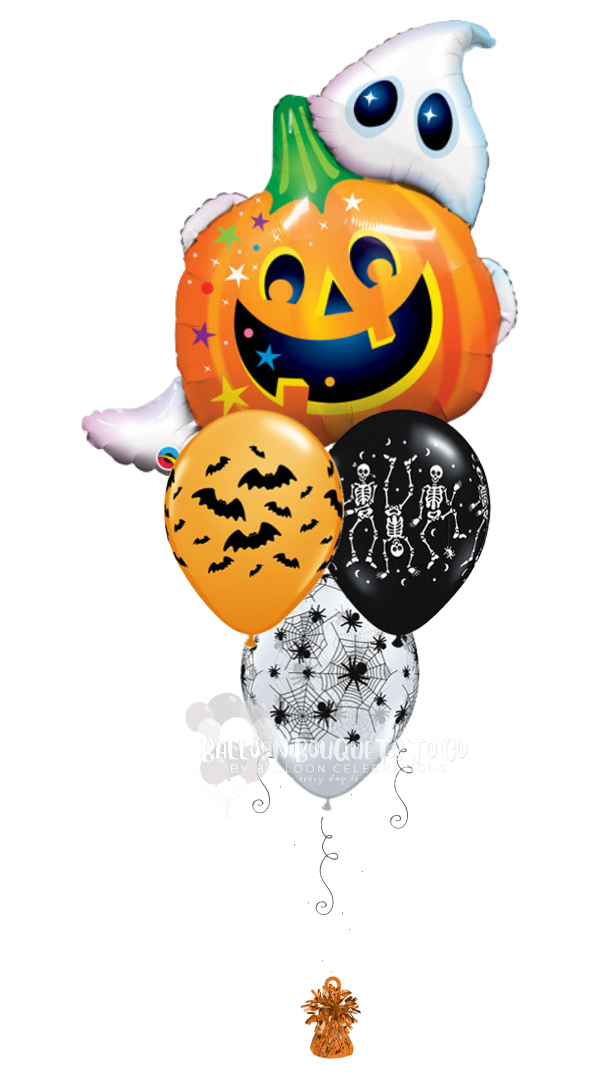 ghost pumpkin jack o lantern halloween bats skeleton balloon bouquet