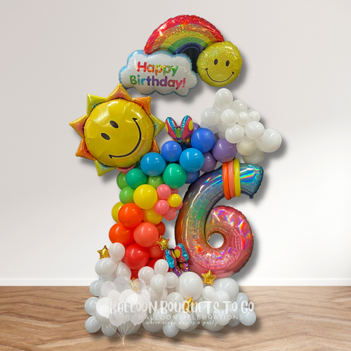 rainbow colorful sun balloon bouquet birthday