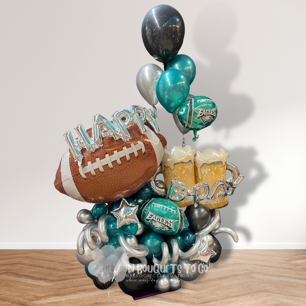 Eagles football sports birthday balloon bouquet beer